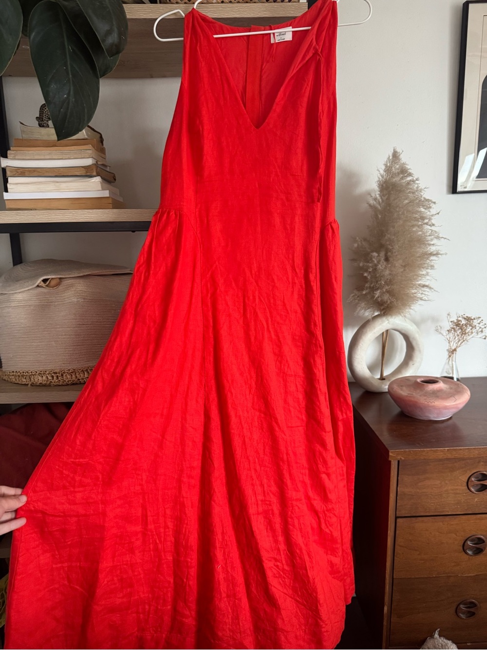 Red linen Wilfred aritzia countess dress
